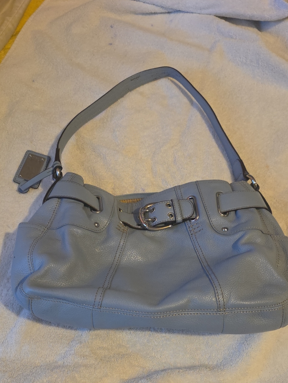Tignanello Light Blue Leather Shoulder Bag
